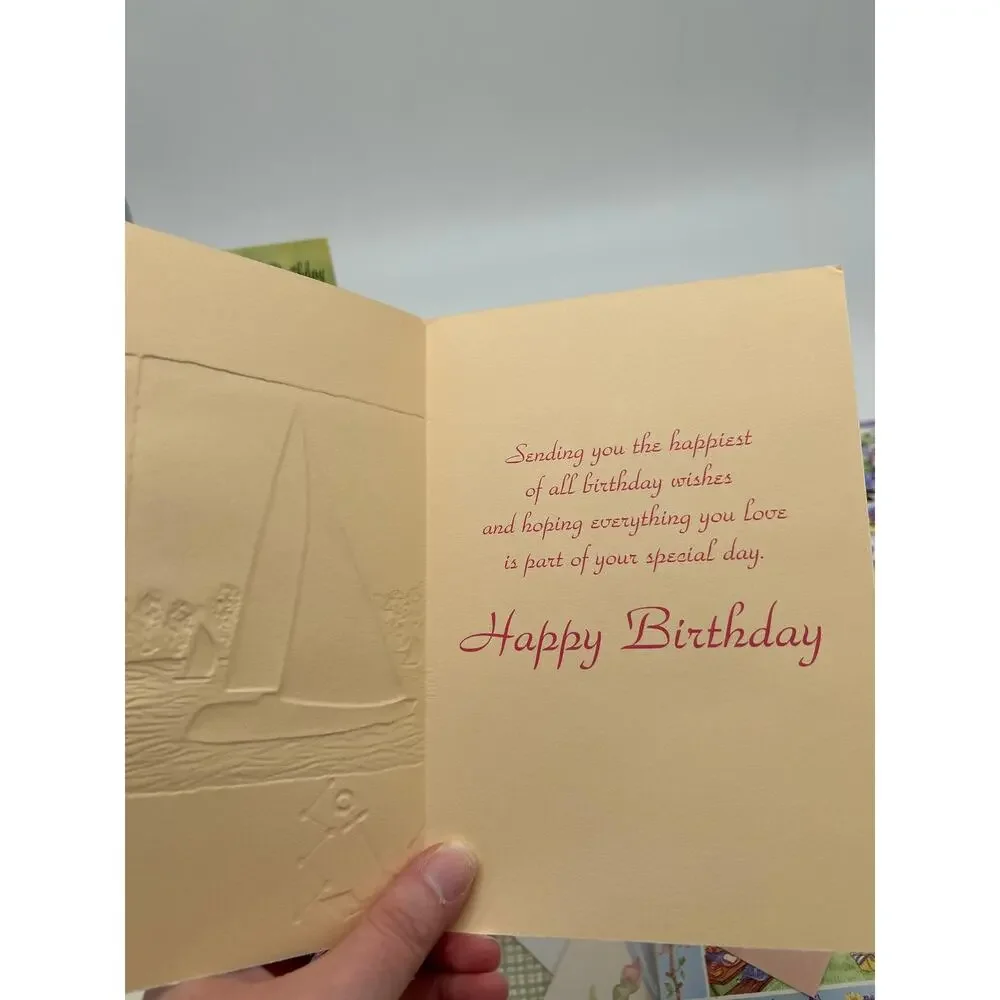 Lot of 20 Unused Happy Birthday Greeting Cards USA Made Floral Lighthouse Mixed